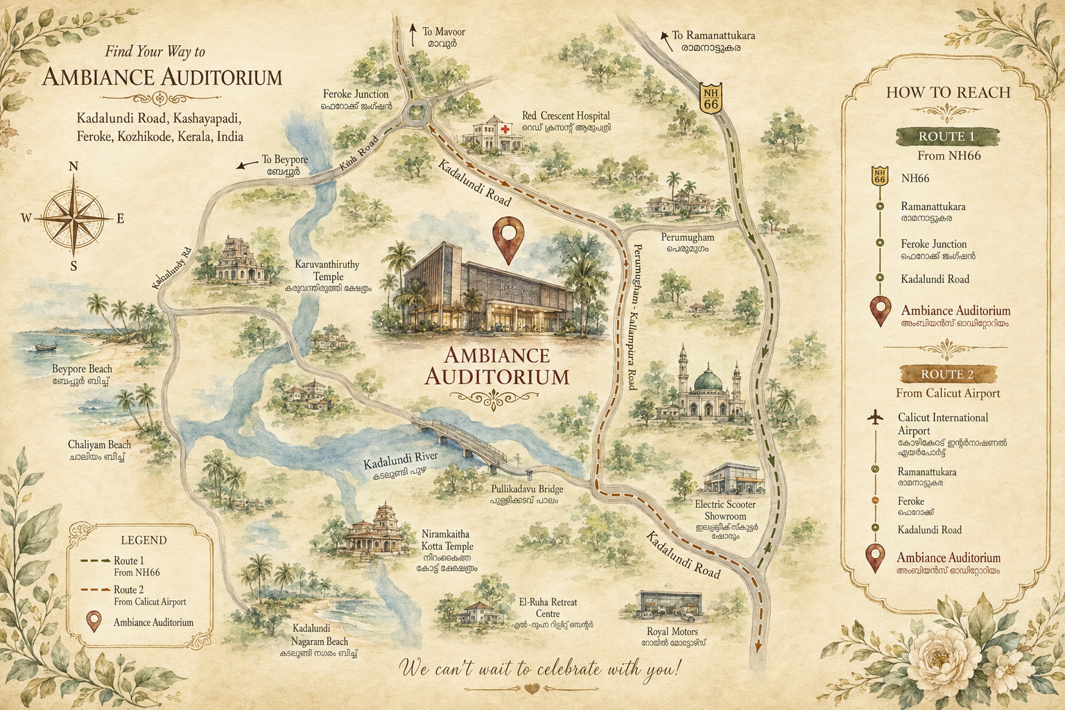 Ambiance Auditorium Feroke location map